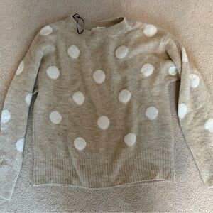 H&M Tan and White Polka Dot Sweater